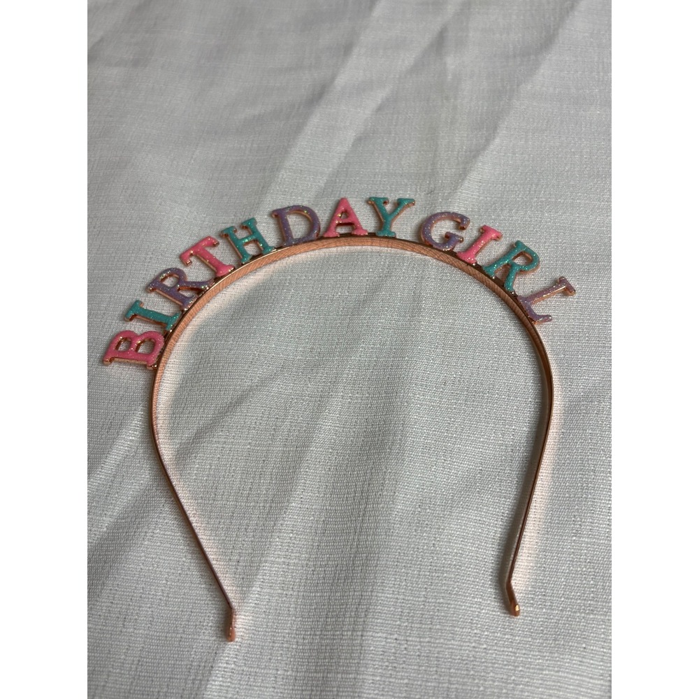 Rose Gold Birthday Girl Glitter Multicolor Letter Headband Party Accessory